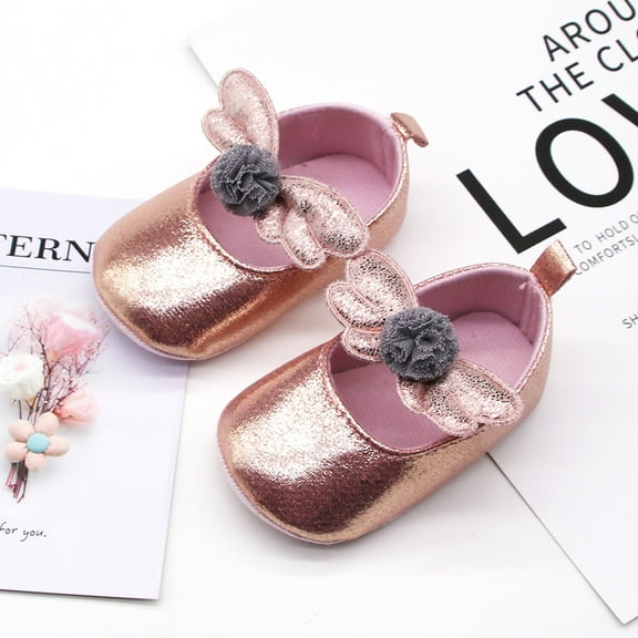 SDJMa Infant Newborn Baby Girls Prewalker Bow Applique Single Shoes Princess Shoes