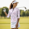 thumbnail image 4 of Uorisanigo Cute Golf Women's 3/4 Sleeve Athletic Golf Shirts Breathable Quick Dry Athletic Polo Workout Tops with Zipper Versatile Fashionable Pullover for Workout Sports Size S, 4 of 7