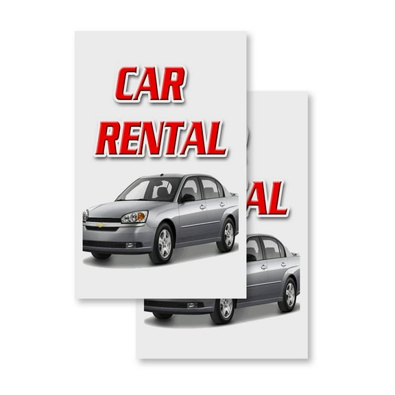 Car Rental (2-PACK) 24" x 36" Vinyl Decals | Sign Insert Peel & Stick Decals Stickers Window Signs