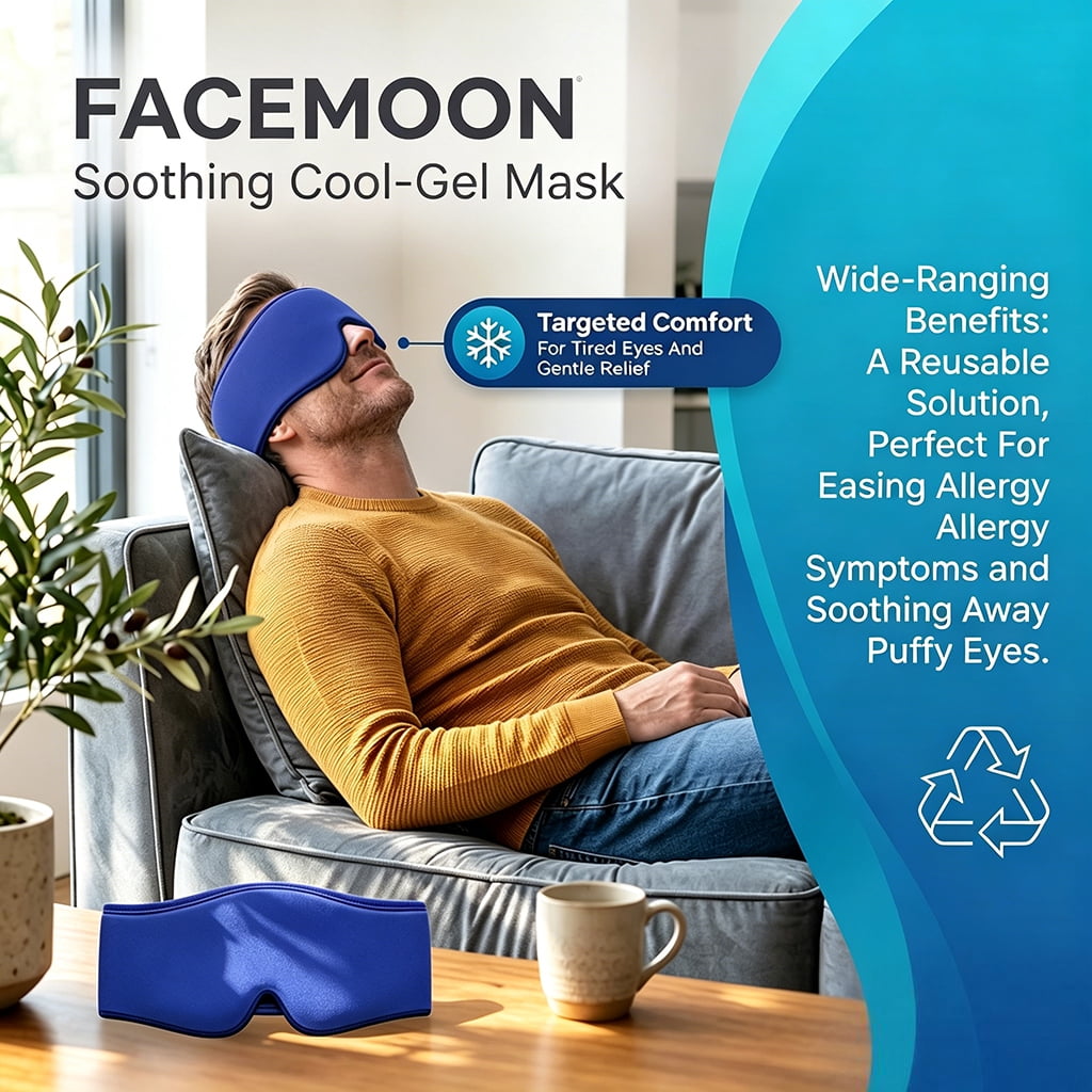 FACEMOON Reusable Gel Eye Mask, Compress for Puffy Eyes & Dark Circles, Travel-Friendly