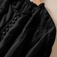 thumbnail image 5 of IMENGL Long Sleeve Shirts for Women Casual Cotton Linen Button Short Summer Loose Neck Embroidered Blouse Soft T-Shirt Women's Basic Tee Long Sleeve Tops,Black, 5 of 7