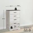 thumbnail image 6 of Prepac Rustic Ridge Farmhouse Washed White 5-Drawer Chest of Drawers 18.5"D x 27.5"W x 43.5"H, 6 of 13