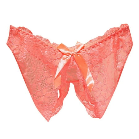 Crotchless Thong for Women Orange Cute Underwear Women s Sexy Lingerie & Underwear Women Low Rise Bikinis Funny Thongs L
