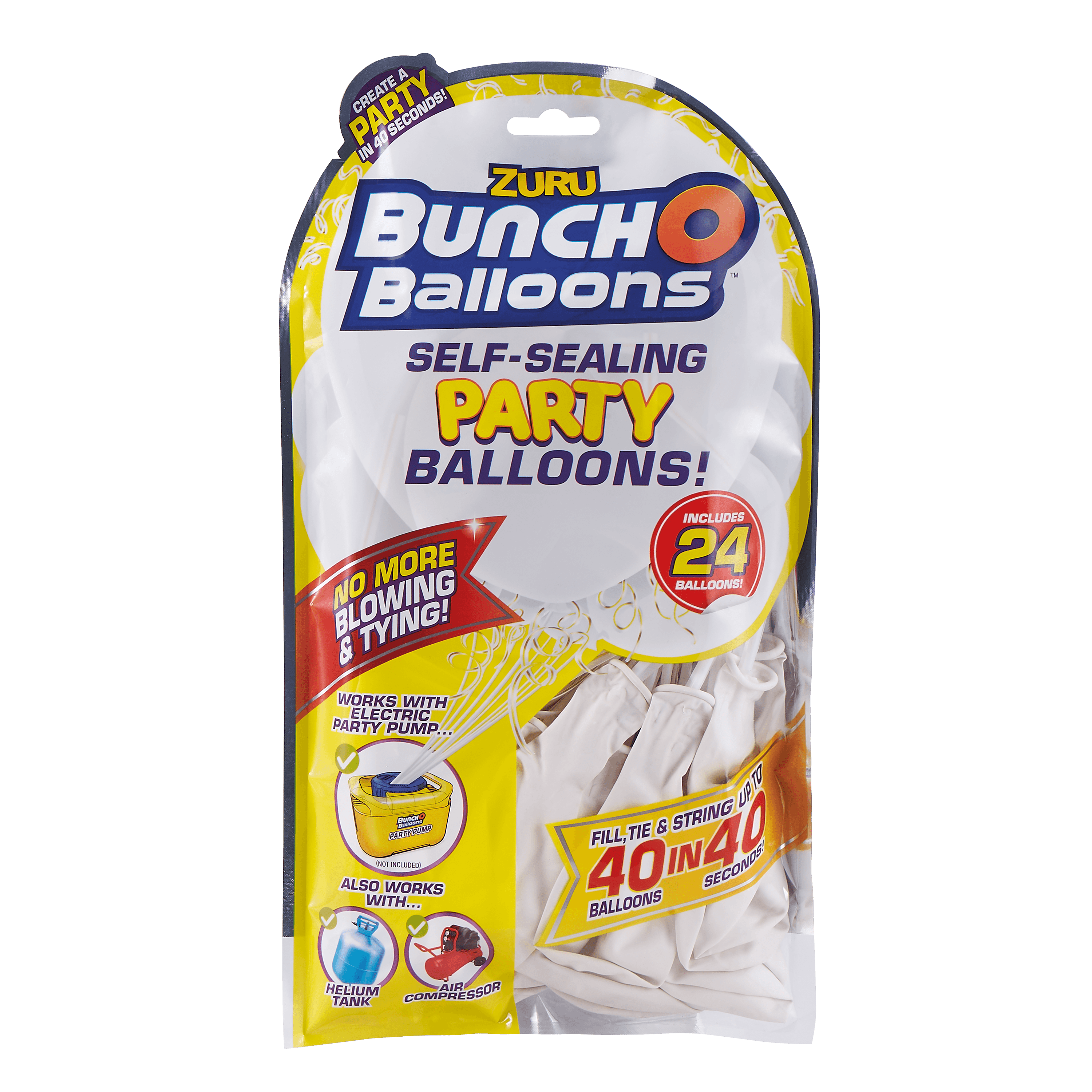 Bunch O Balloons Self-Sealing Latex Party Balloons, White, 11in, 24ct - image 3 of 10