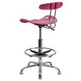 thumbnail image 2 of Vibrant Pink and Chrome Drafting Stool with Tractor Seat, 2 of 7