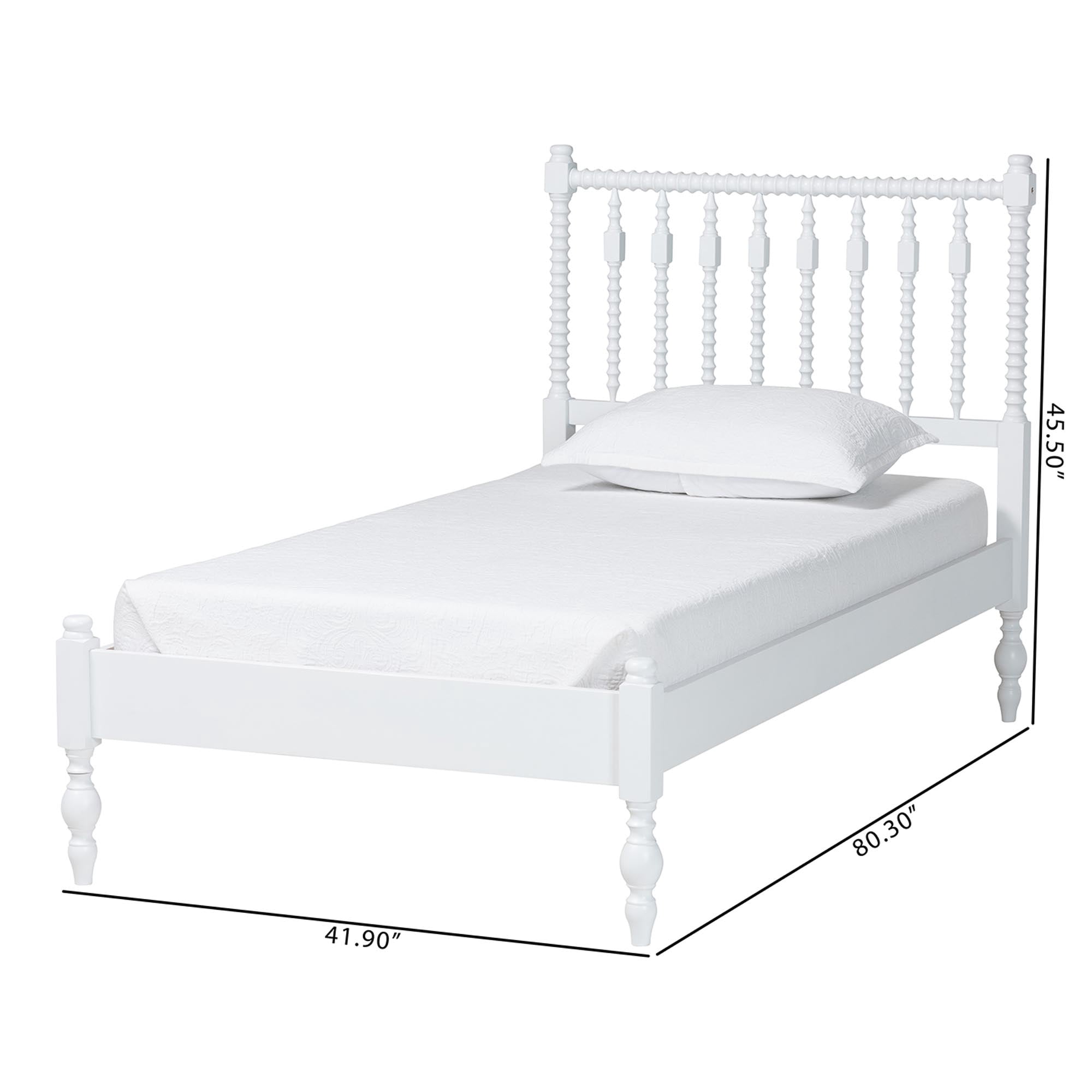 Baxton Studio Callison Farmhouse Platform Bed, Twin, White