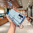 thumbnail image 6 of Samsung Galaxy A13 5G Case with Kickstand,Luxury Cute Plating Edge Love Hearts Pattern Wrist Strap Finger Holder for Girls Women,Soft Shockproof Cover for Galaxy A13 5G 6.5",Blue, 6 of 14