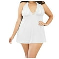 thumbnail image 4 of Gibobby Lenceria mujer sexy Conjunto de lencería sexy para mujer con liguero, brasier de encaje y bragas conjunto de tirantes exóticos(Blanco, XG), 4 of 5