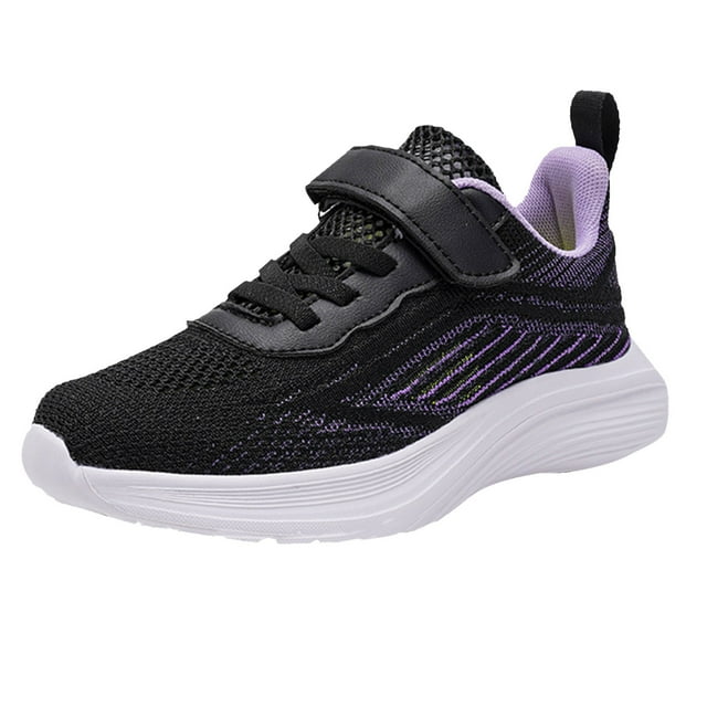 MIASHUI Chaussures de Sport Respirantes pour Garçons et Filles, Course, Marche, Espadrilles, Noir, 7-8 Ans