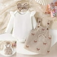 thumbnail image 2 of Hessimy Newborn Outfits Baby Girl Clothes Summer Embroidery Romper Plaid Bow Ruffle Bodysuit Jumpsuit(White, 2 of 9