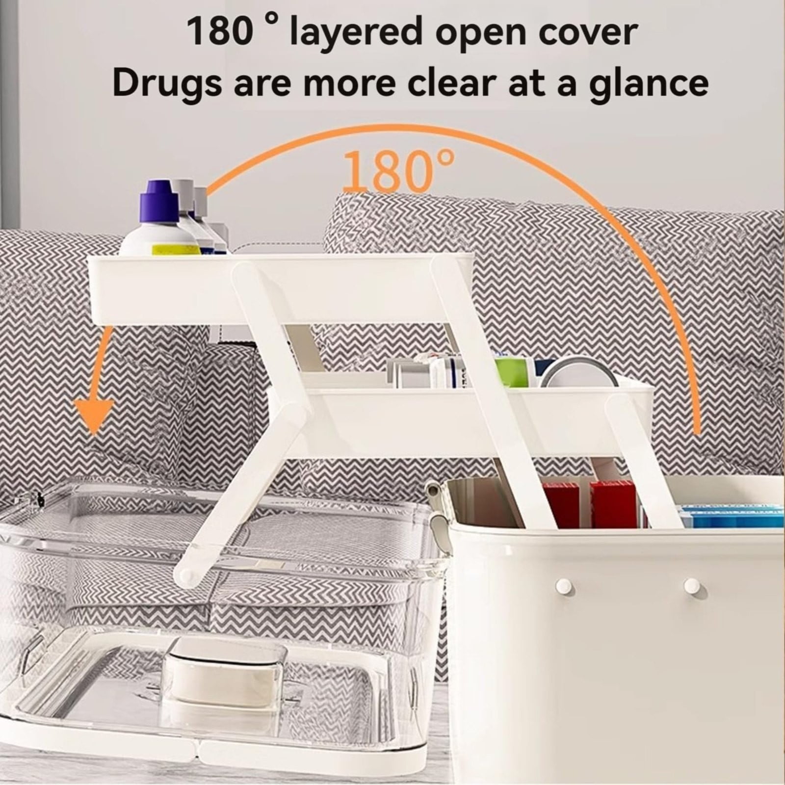 3-Layer Storage Box Craft Organizer and Storage with Adjustable Spacers Portable Handled Art Supply Organizer Multipurpose Home Utility Box for Medicine Box Sewing Box Organizer, 11.22x6.69x8.27"