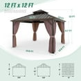 thumbnail image 7 of COOS BAY 12x12 Hardtop Gazebo Double Galvanized Steel Roof Canopy, Outdoor Aluminum Frame Permanent Pavilion with Privacy Curtains and Netting for Deck, Patio, Lawn and Backyard, 7 of 7
