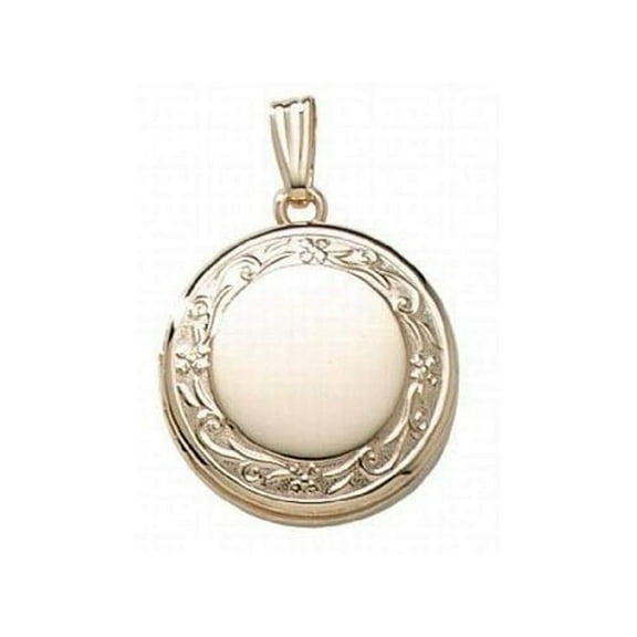 Picturesongold.Com 14K Yellow Gold Filled Round Locket Necklace Unisex Adult - 3/4 inch x 3/4 inch