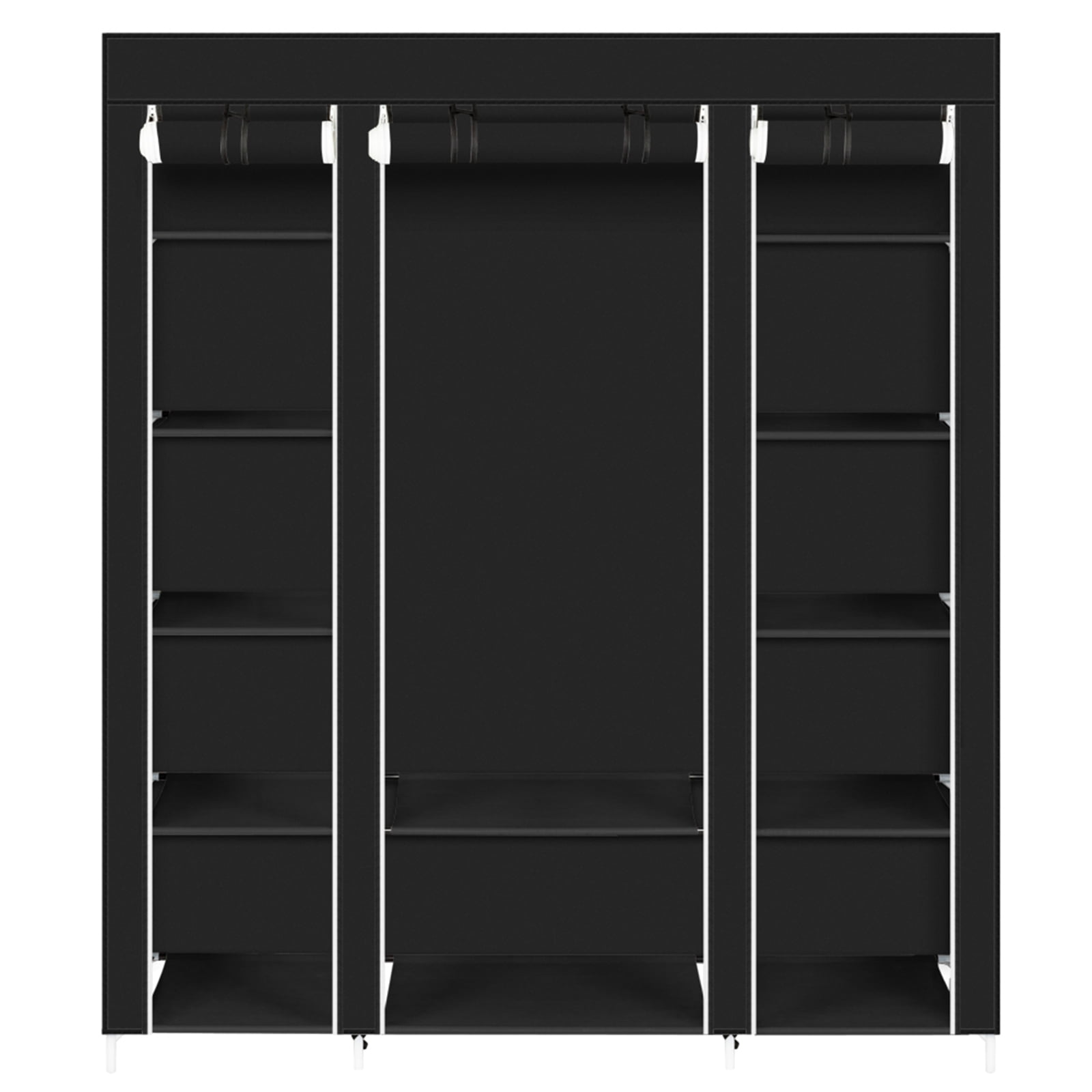 Portable Clothes Closet Wardrobe Storage Organizer with Non-Woven Fabric Quick and Easy to Assemble Extra Strong and Durable Black