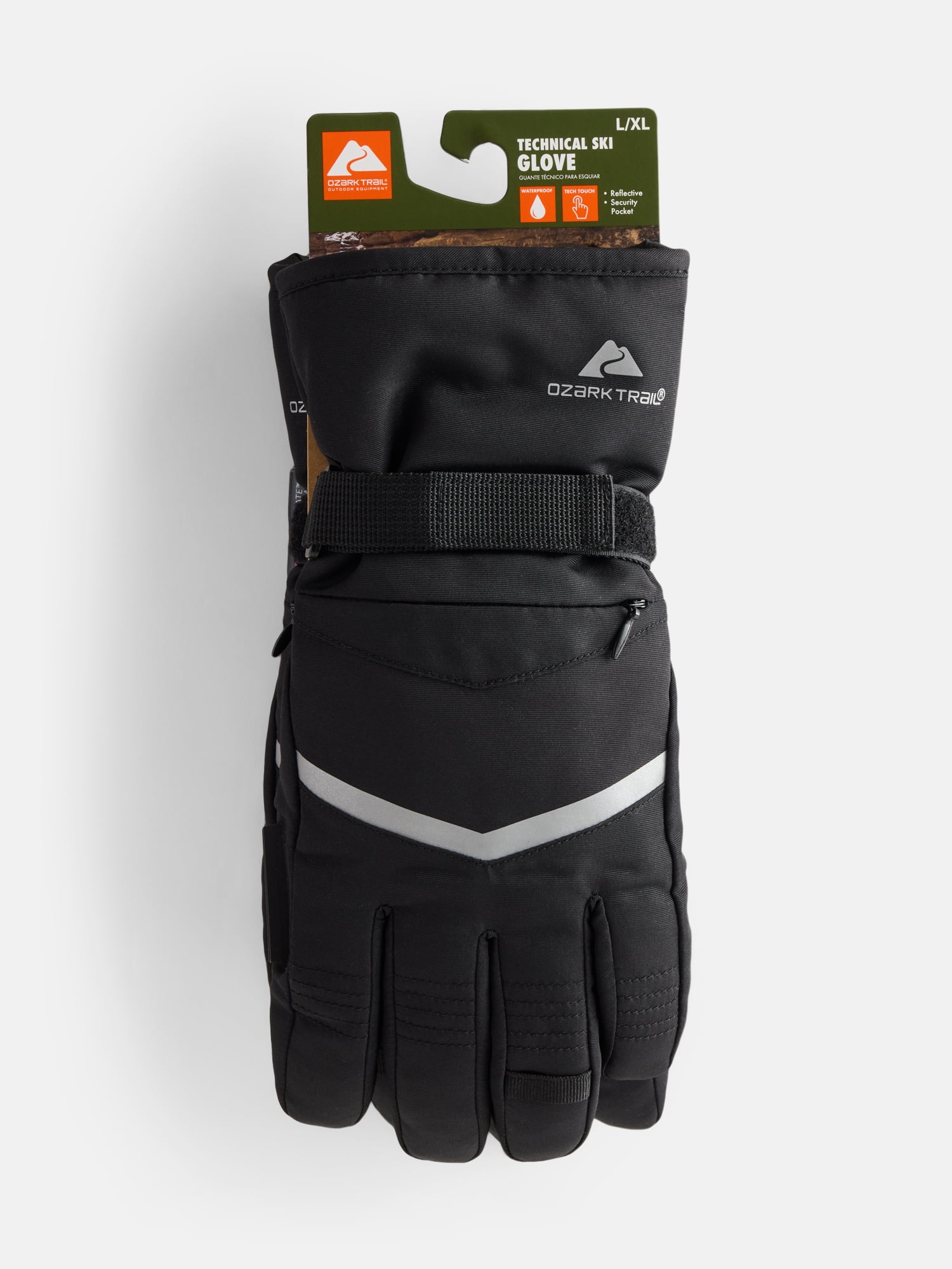 Ozark Trail Women's Chevron Tech Ski Gloves, Black Soot, Sizes S/M