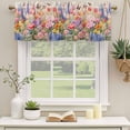 thumbnail image 2 of Red Pink Flowers Curtain Valances for Windows, Kitchen Valance Window Treatments Panel 2 Pack, Spring Lavender Pastoral Botanical Rod Pocket Short Curtains for Bathroom Bedroom 42 x 12 Inch, 2 of 8