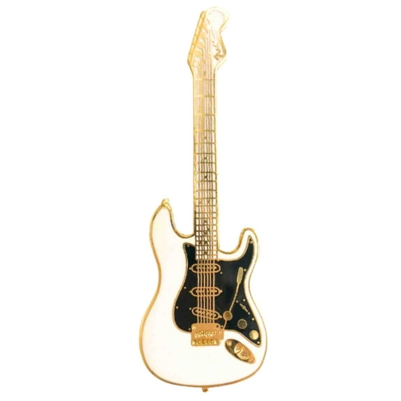 Fender Stratocaster Pin -  White with Black Pickguard