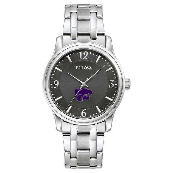 Men's Bulova Black Kansas State Wildcats Stainless Steel Corporate Collection Watch