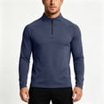 thumbnail image 3 of Hngshg Mens Athletic Shirts Quick Dry Slim Quarter Zip Mock Neck Tops Stretchy Long Sleeve Sports Gym Shirts, 3 of 7