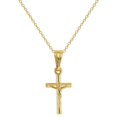 thumbnail image 1 of Gold Plated Small Jesus Crucifix Cross Pendant Catholic Necklace for Kids 16", 1 of 5