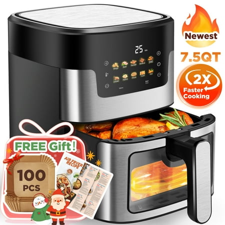 10-in-1 Air Fryer Oven, 7.5QT with LED Touch Screen & Presets