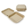 thumbnail image 1 of 100% Compostable Disposable Food Containers with Lids [8”X8” 200 Pack] Eco-Friendly Take-Out TO-GO Containers, Heavy-Duty, Biodegradable, Unbleached by Earth's Natural Alternative, 1 of 4