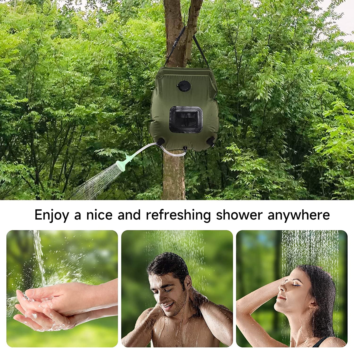 Solar Heated Portable Shower Bag with Removable Hose and On/Off Switch for  Outdoor Camping, Hiking and Traveling (5 Gallons / 20 Liters) - Walmart.com