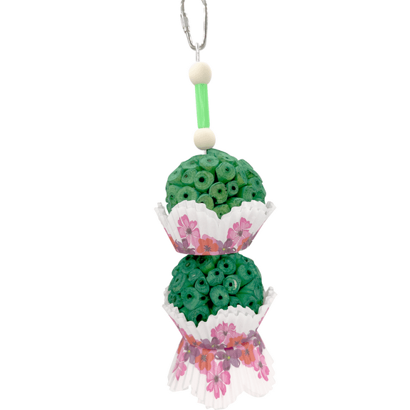 1575 Double Green Rainbow Tutu Chew Mandarin Bird Toys by M&M Natural Shredding Foraging Fun