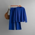 thumbnail image 2 of YOIAVAIOY Women Solid Knitted Sets 2 Piece Fall Winter Outfits Loose Pullover Sweaters Wide Leg Pants Elegant Lounge Set Casual Matching Sets Blue Free Size, 2 of 4