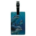 thumbnail image 1 of Dolphin Pals Ocean Diving Rectangle Leather Luggage Card Suitcase Carry-On ID Tag, 1 of 8