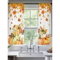 thumbnail image 2 of Orange Thanksgiving Sheer Curtains 63 Inch Length 2 Panels Set, Semi Transparent Voile Rod Pocket Curtains for Living Dining Room Bedroom Drapes Pumpkins Maple Leaves Autumn, 2 of 6