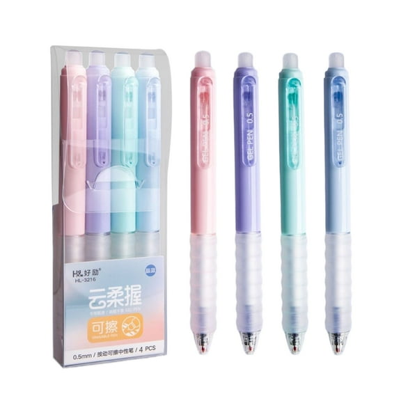 Erasable Gel Pens, 4 Pcs Erasable Pens Fine Point 0.5mm, Black Erasable Gel Ink Pens, Make Mistakes Disappear for Drawing Writing Planner and Crossword Puzzles