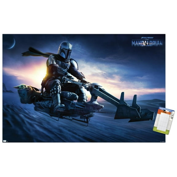 Star Wars: The Mandalorian - Grogu Sunset Speeder Wall Poster, 22.375" x 34"