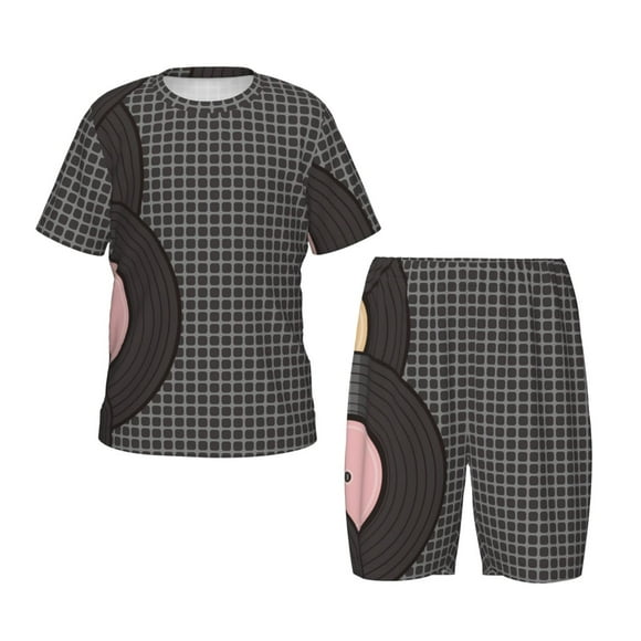 Cauagu Vinyl Records for Kid's Short-Sleeved Pajamas Set, Summer Short Set for Children Round Neck Pjs Set 2pcs Perfect for Little Boys Girls-Medium