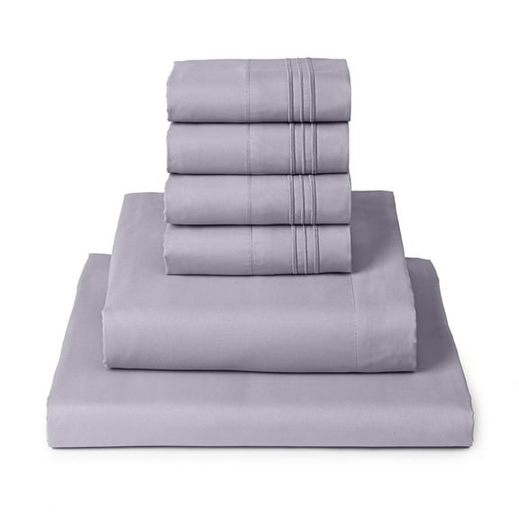 Mellanni 7 Piece Bed Sheet Set Brushed Microfiber, Deep Pocket, Split King, Lavender