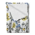 thumbnail image 2 of Garden Soft Flannel Fleece Throw Blanket, Romantic Peony Hydrangea and Blue Violet Blossoms in Sketch Art Style, Cozy Plush for Indoor and Outdoor Use, 60" x 80", Dark Grey Yellow, by Ambesonne, 2 of 5
