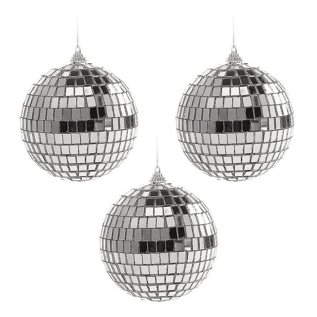 Silver Disco Reflective Mirror Xmas Balls Easy To Hang For Christmas, Wedding, Party Decoration