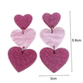 thumbnail image 4 of bobasndm Stylish Pink Earrings Heart Earrings Set Hypoallergenic Dangle Earrings for Women Pink Heart-shaped Lightweight Jewelry Gift, 4 of 8