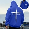 thumbnail image 5 of Men Jesus Hoodies Faith Christian God Bible Verse Cross Religious Pullover Sweatshirts Blue XXXL, 5 of 7