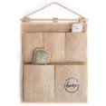 thumbnail image 1 of Jute textile hanging organizer with pockets, over door storage organizer, light brown, 1 pc., 1 of 5