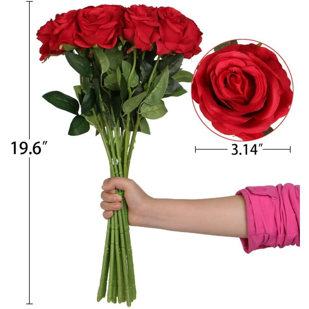 guapo explosión adjetivo Zukuco 10 Pack Artificial Red Rose Flower Fake Silk Roses with Stem Flowers  Bouquet Wedding Party Home Decor(Red) - Walmart.com