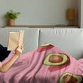 thumbnail image 3 of Natural Color Soft Flannel Fleece Throw Blanket, Fruit Art Line of Halved Fresh Avocados, Cozy Plush for Indoor and Outdoor Use, 50" x 70", Pink Multicolor, by Ambesonne, 3 of 5