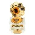 thumbnail image 3 of Joyas retro Cajas de música con cajón Fonógrafo Forma Caja musical con caja de almacenamiento de joyas de trompeta de oro Ornamento de escritorio decoración para el hogar (1 #) EOTVIA No, 3 of 5