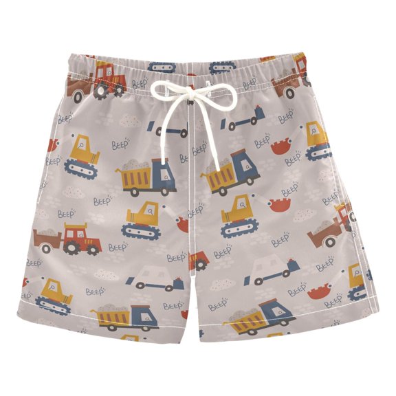 joogoo Boy Swim Trunks Excavator Bricks Pattern Bathing Beach Board Shorts M