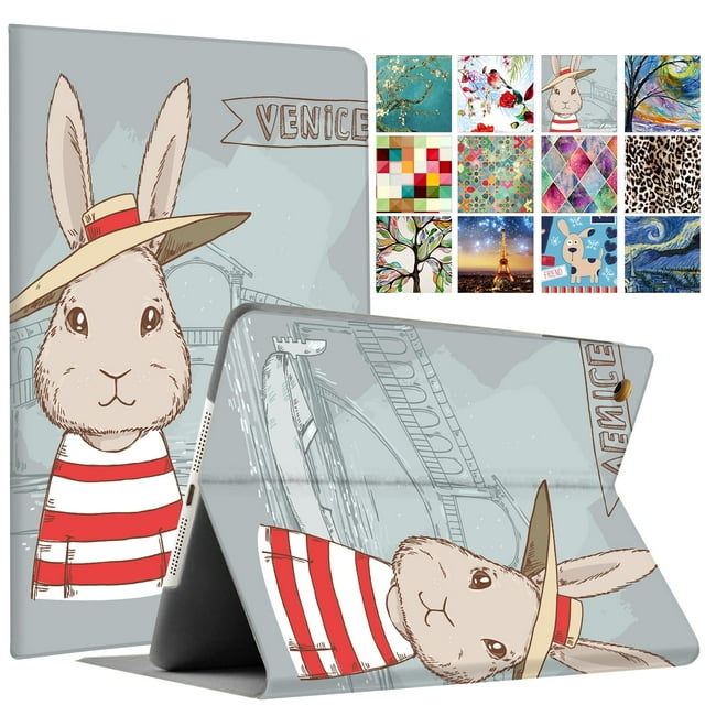 iPad PRO 9.7" 2016 Folio Case A1673 A1674 A1675 MLMP2LL/A MM172LL/A MLMN2LL/A MLMW2LL/A MLMX2LL/A MM192LL/A MLMV2LL/A MLN02LL/A MLMY2LL/A MLN12LL/A MM1A2LL/A MLMQ2LL/A MLPX2LL/A Cartoon Bunny Hat
