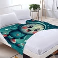 thumbnail image 3 of Cute Round Character Flannel Blanket - Soft Warm Cozy Design with Blue Face Rosy Cheeks Hearts & Stars - Perfect for Sofa Travel Bed, 3 of 7