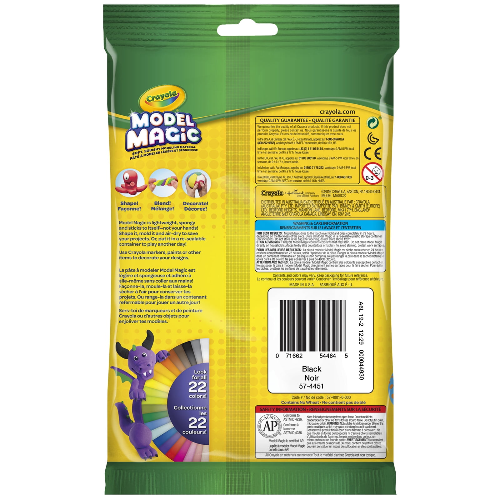 Crayola Model Magic Modeling Compound, Black, 4 oz Packs, 6 Packs