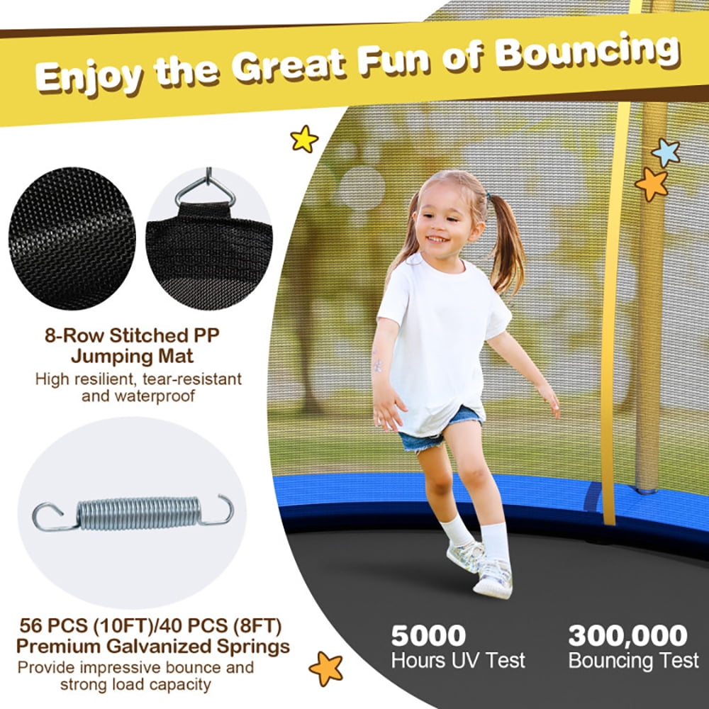 GVN Trampoline, Outdoor Recreational Trampolines,8 Feet Outdoor Unique Flower Shape Trampoline with Enclosure Net-Orange
