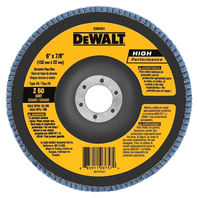 Disco de solapa DEWALT DW8381, tipo 29, 60 g, 15 cm x 2,2 cm
