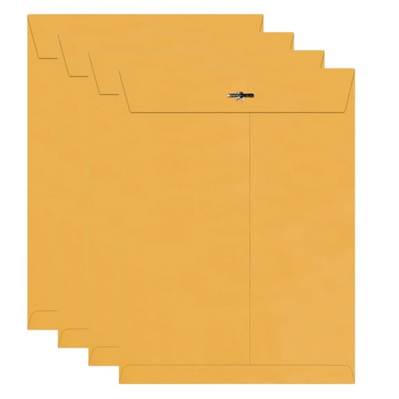 Clasp Envelopes – 9 x 12 in, Brown Kraft with Gummed Flaps: 4CT
